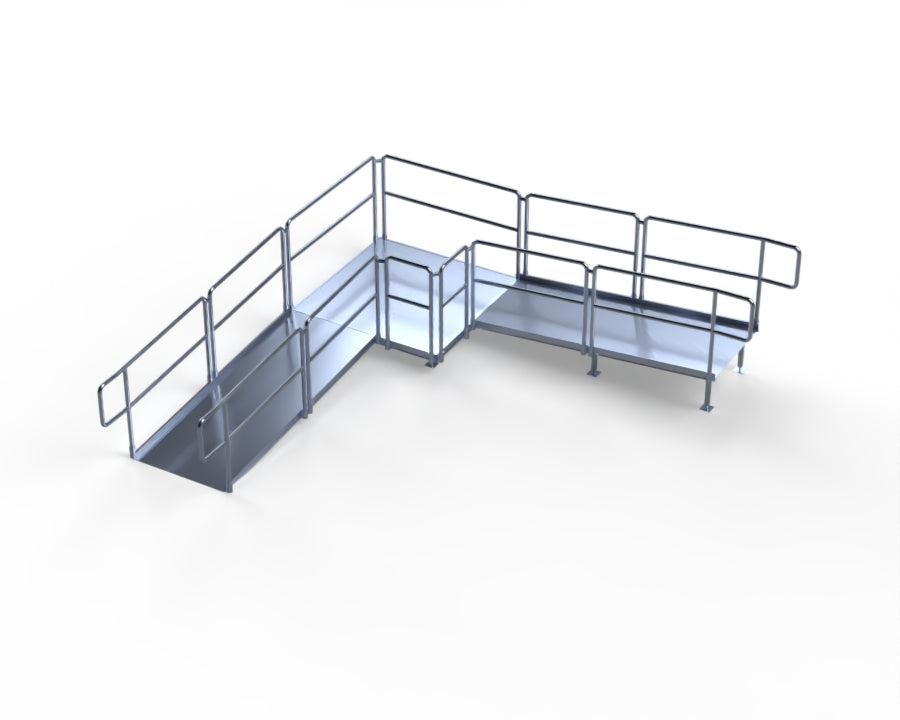 ADA Ramp, 16" Height, Option 4 - "L" Shape Right