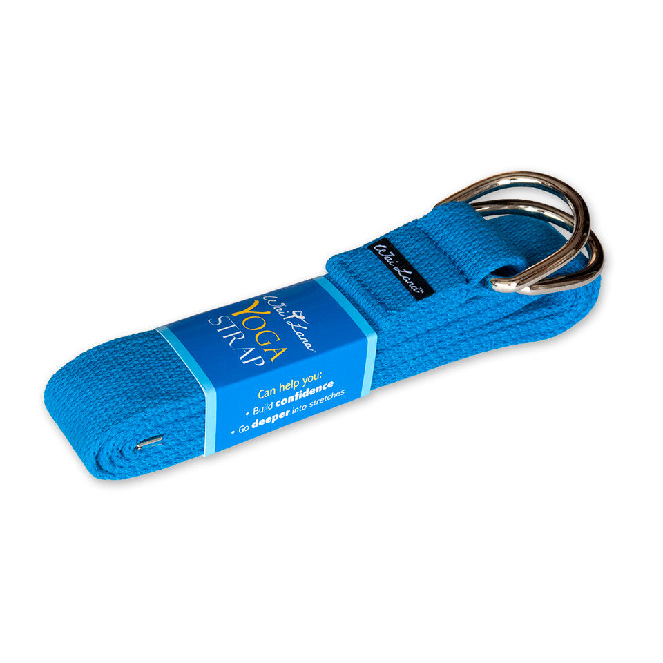 YOGA STRAPS 6ft Blue (100% cotton with sturdy metal D-ring)