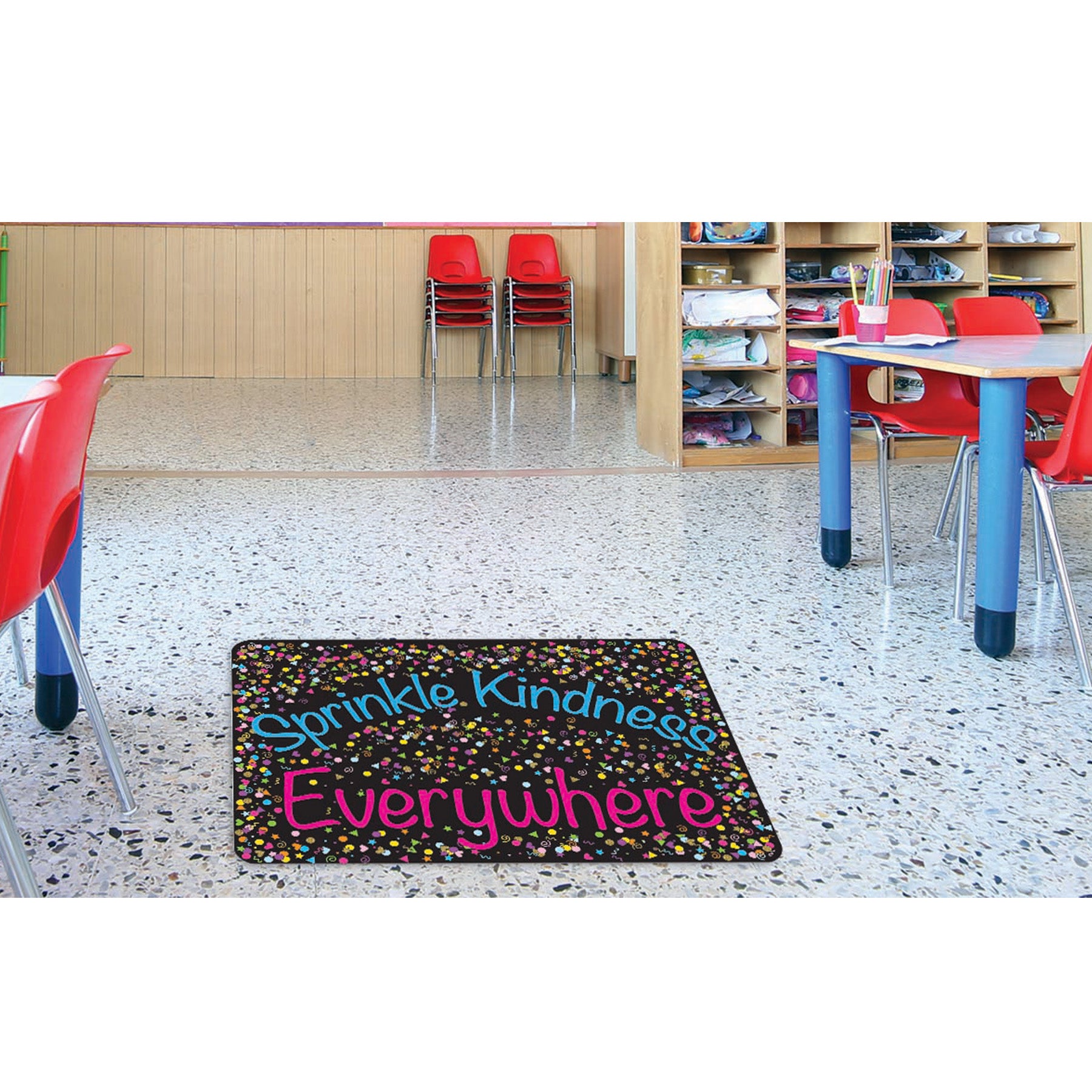 Welcome Mat with Slip Resistant Backing, 15.5" x 23.5", Confetti, Sprinkle Kindness Everywhere