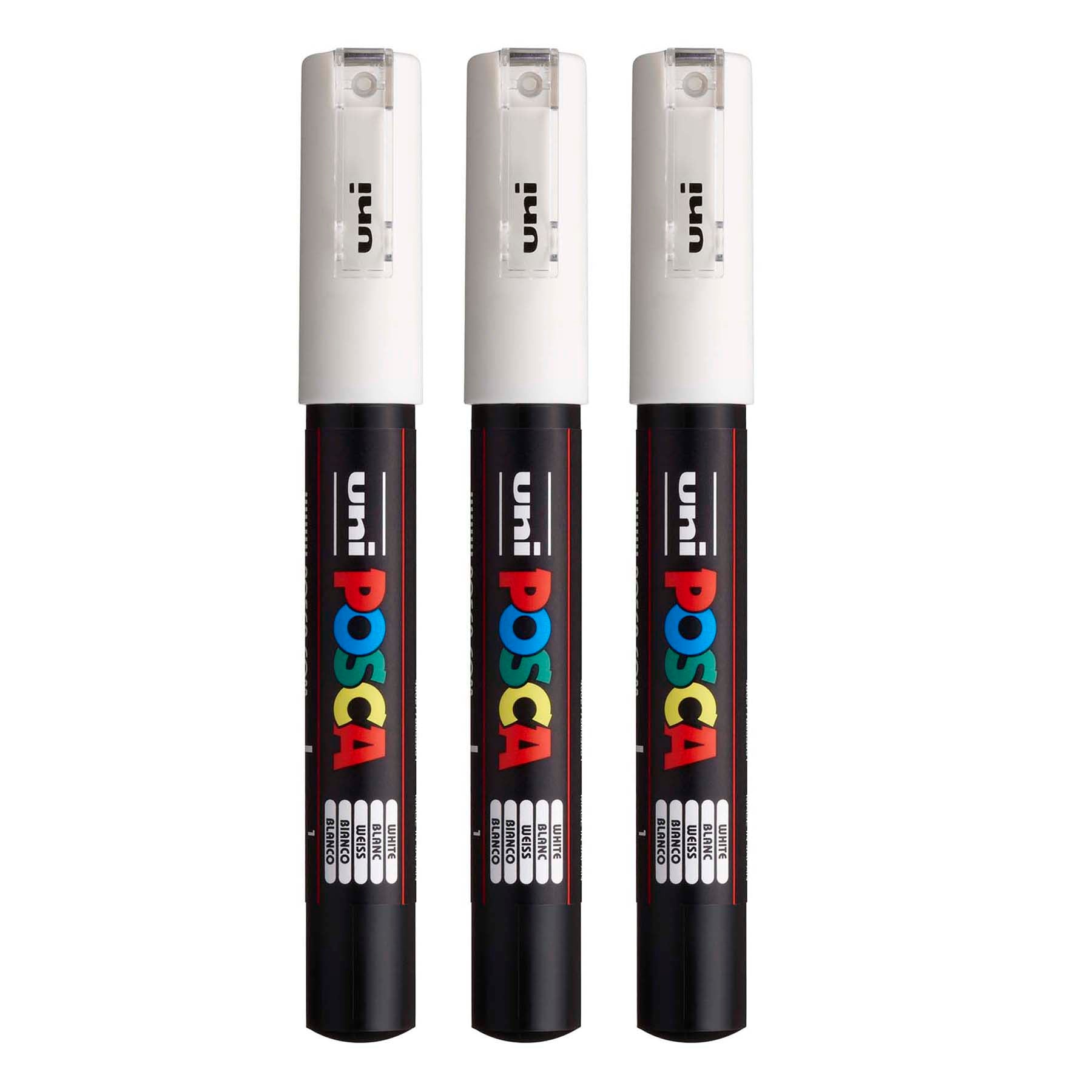 PC-1M Paint Marker, Extra Fine Bullet Tip (0.7-1.0 mm), White, Pack of 3