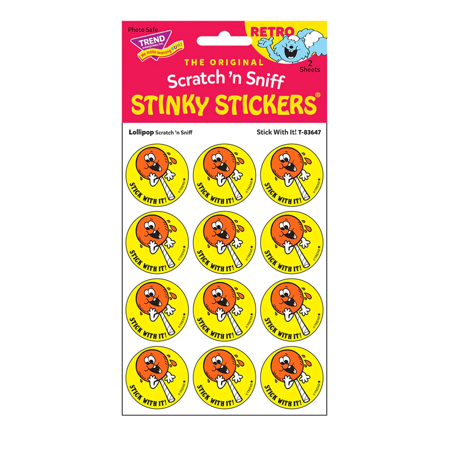 Stick With It!/Lollipop scent Retro Scratch 'n Sniff Stinky Stickers®, 24 Per Pack, 6 Packs