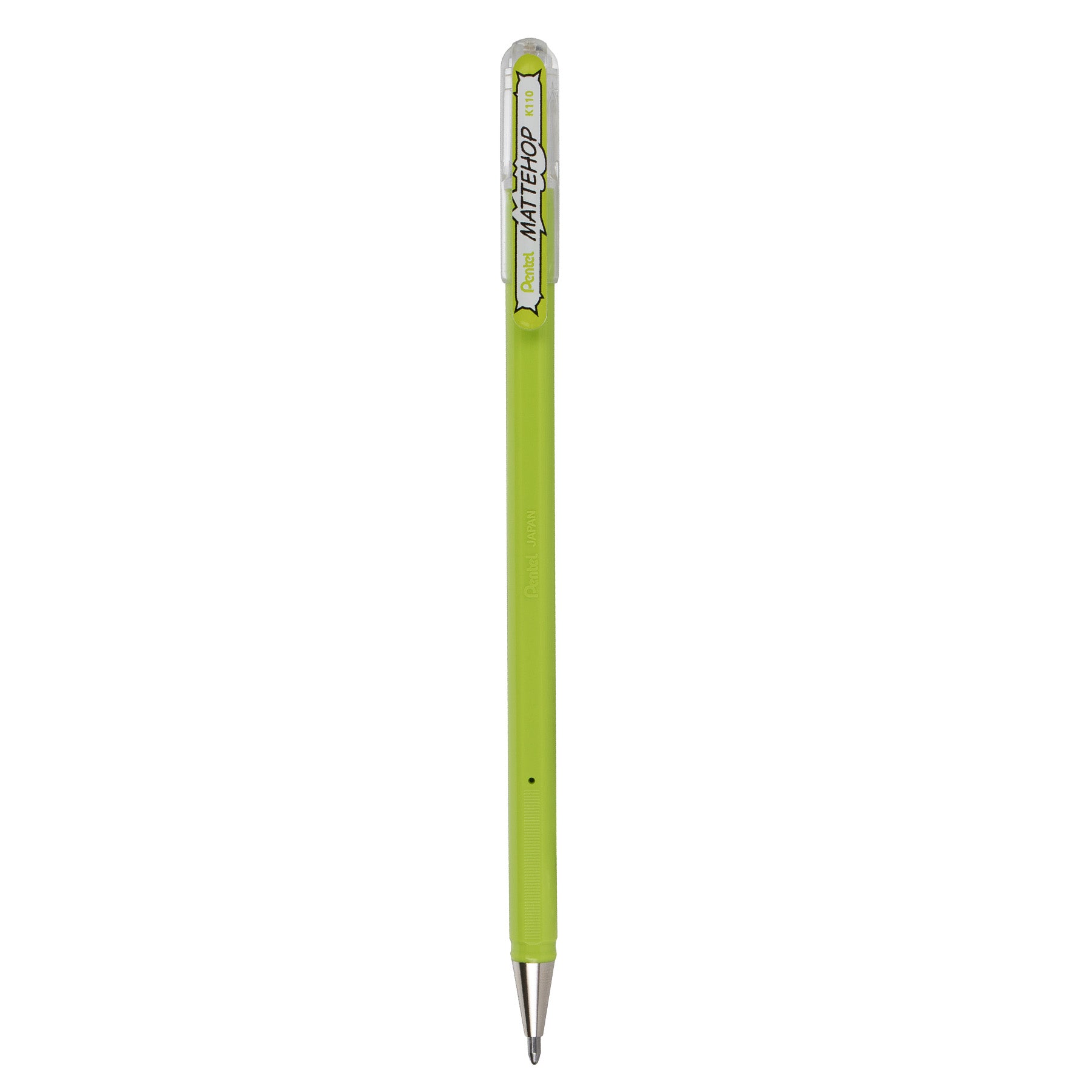 Hybrid MATTEHOP Gel Roller, 1.0mm, Matte Yellow Green Ink, Pack of 12