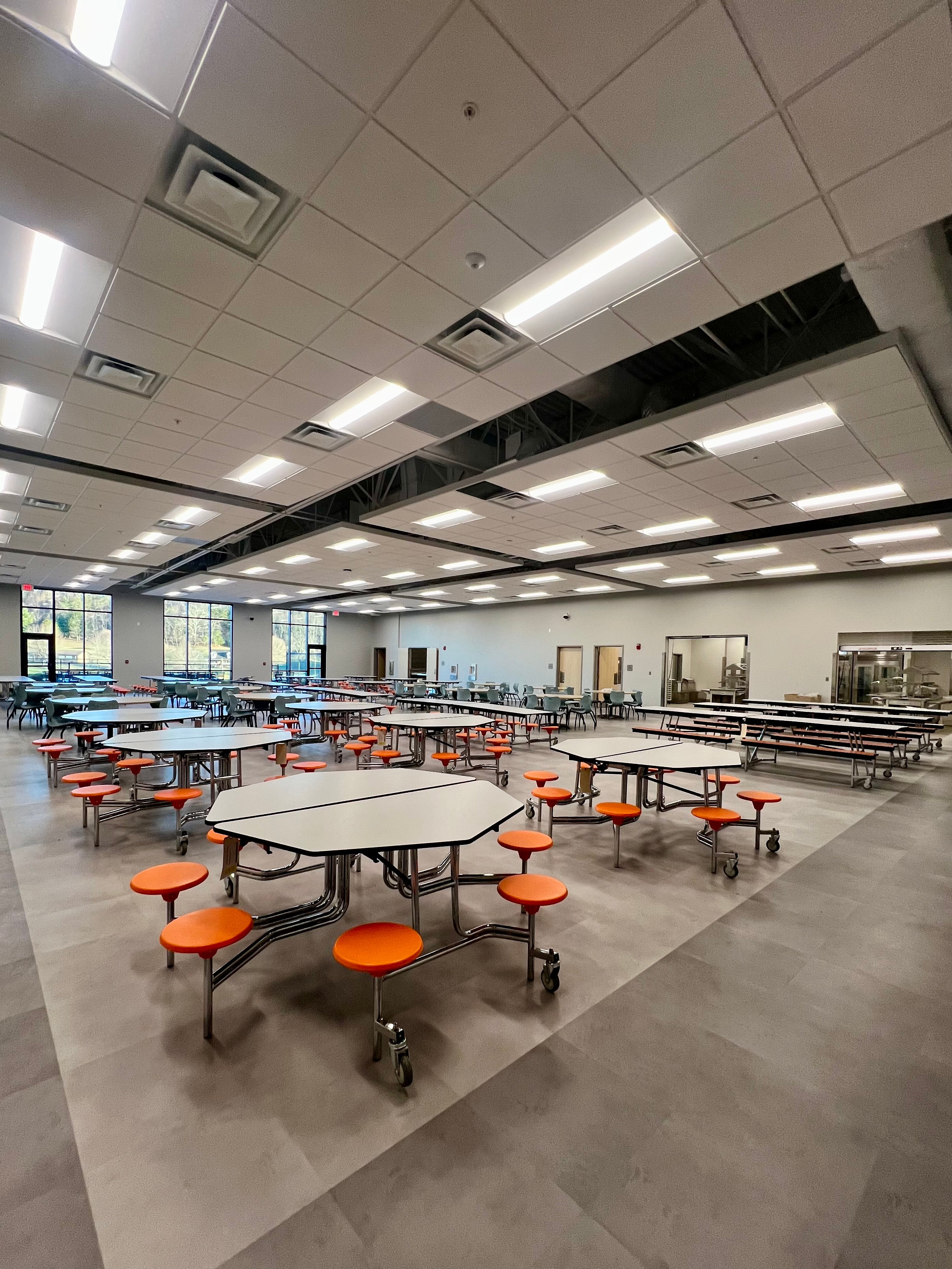 NPS® Mobile Cafeteria Table w/ Benches, 12' Swerve, MDF Core, Edge Type: ProtectEdge, Frame Type: Chrome (Specify Tabletop/Bench Laminate Color and Height)