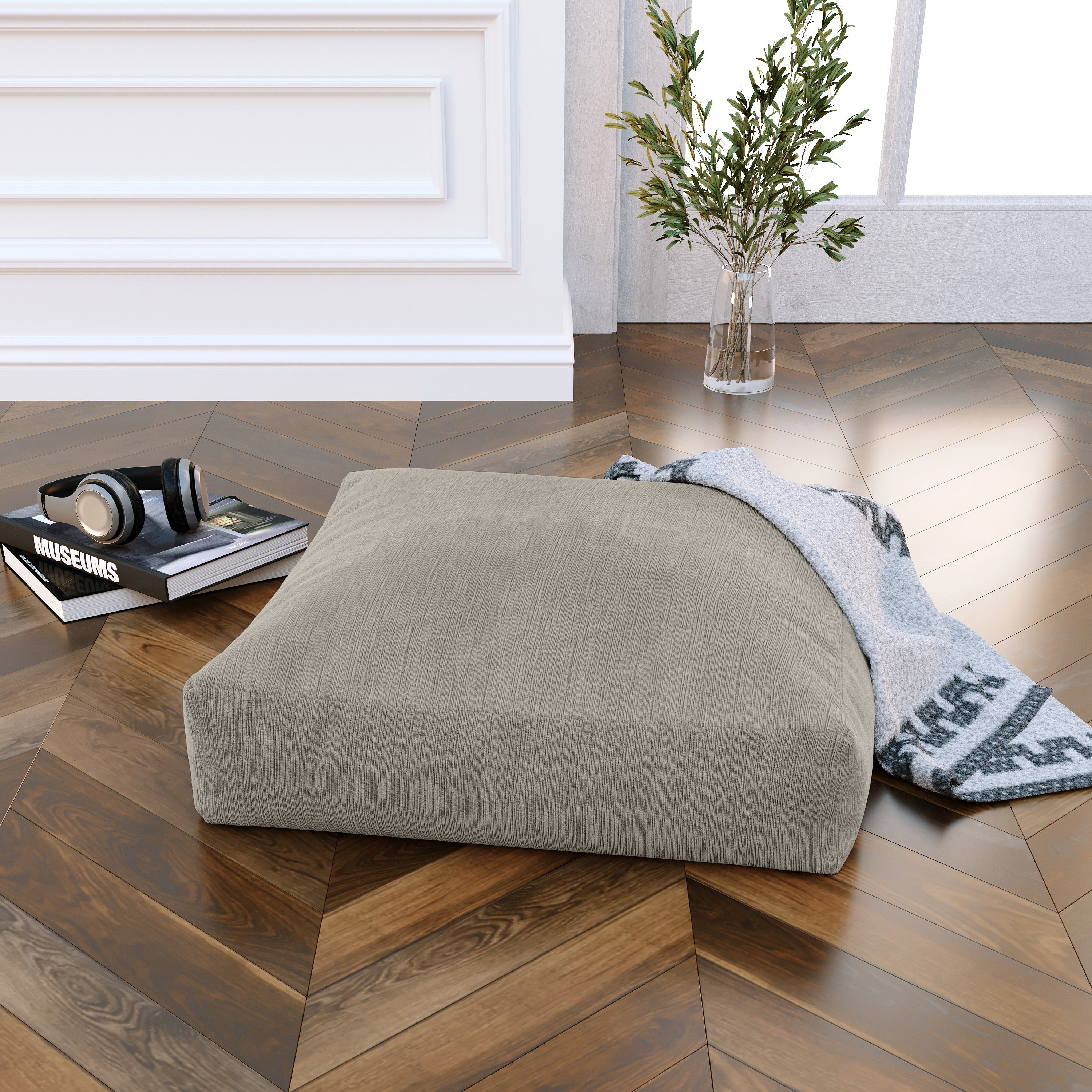Jaxx Brio Large Décor Floor Pillow/Meditation Yoga Cushion, Plush Microvelvet, Dove Grey