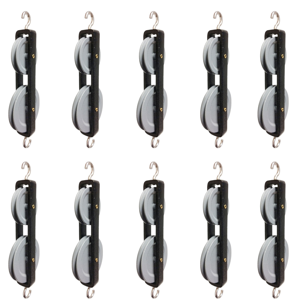 Pulley, Double, Tandem, 2 Metal Wheels (38mm and 50mm), Pack of 10