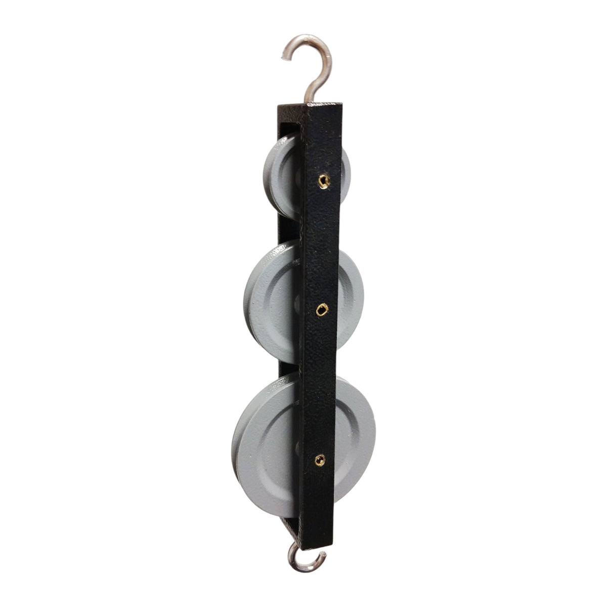 Pulley, Triple, Tandem, 3 Metal Wheels (25mm, 38mm, and 50mm)