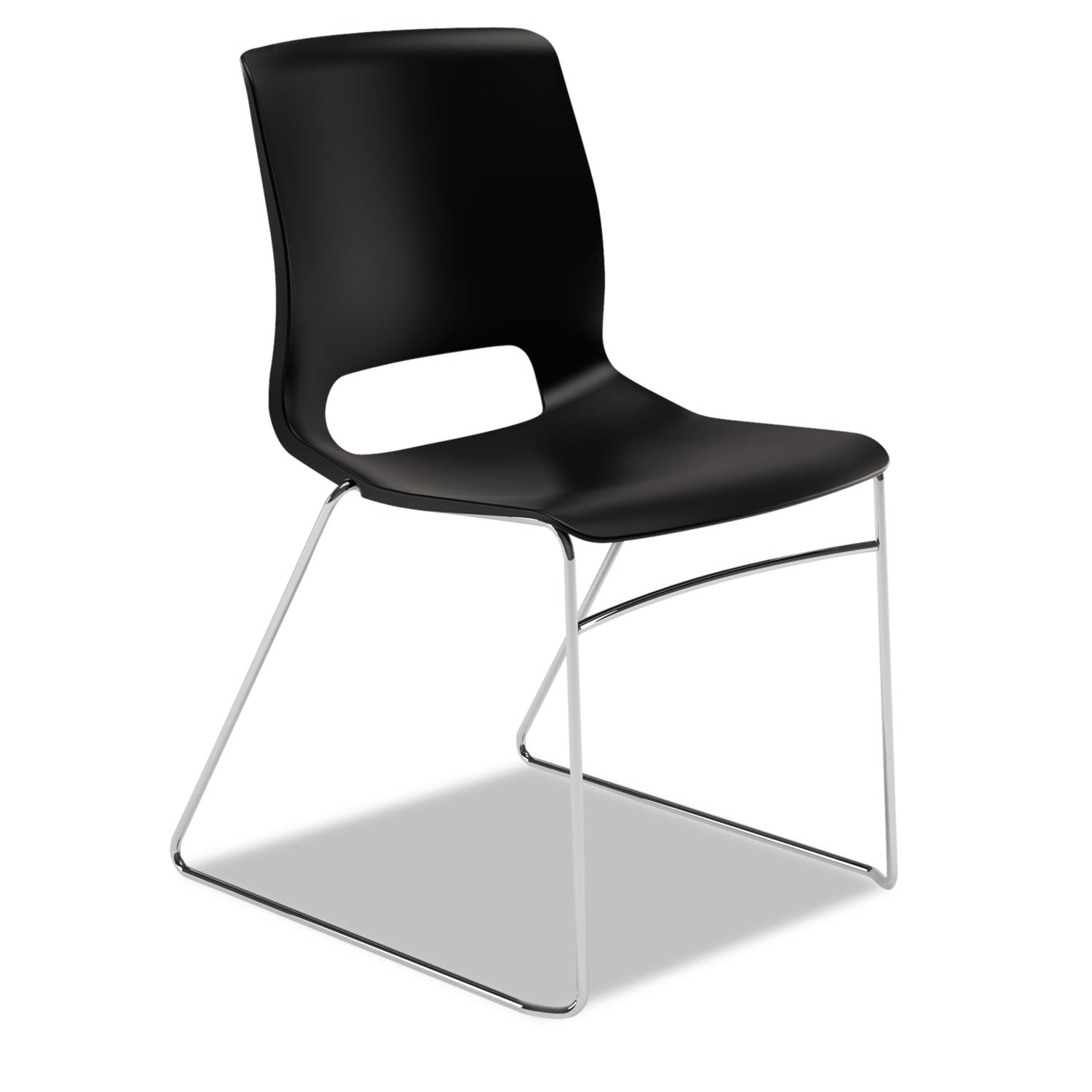Onyx Seat Color - Plastic Seat Material - Onyx Back Color - Polypropylene Back Material - Silver Frame Color - Sled Base - 4 / Carton