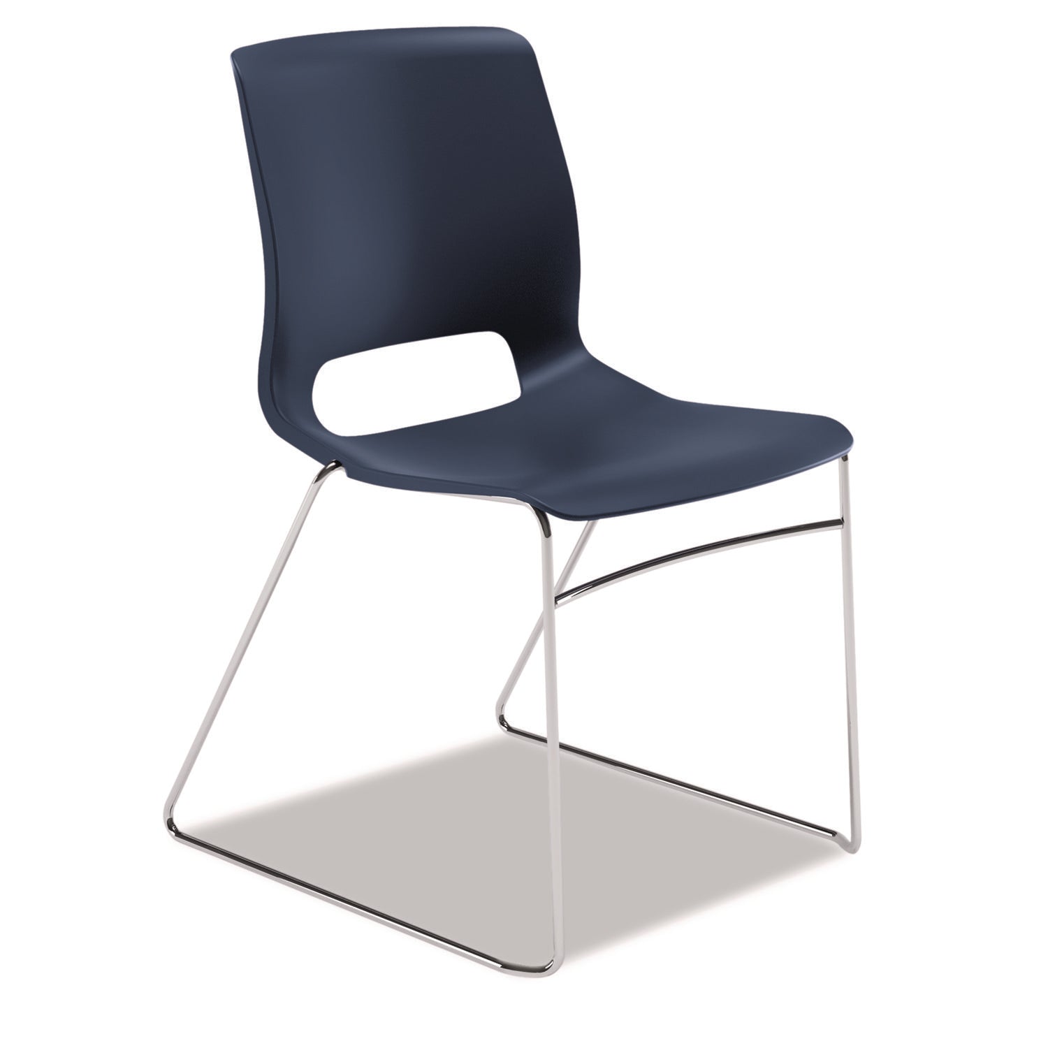 HON Motivate Stacking Chair, Plastic Seat and Back, Chrome Frame, Steel and Reinforced Resin Construction, No Arms, 4 Chairs per Carton