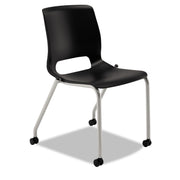 HON Motivate Chair, Black Fabric Seat, Black Plastic Back, Platinum Metallic Reinforced Resin Frame, Onyx/Black, No Arms, Casters, Stackable, 2 Chairs per Carton