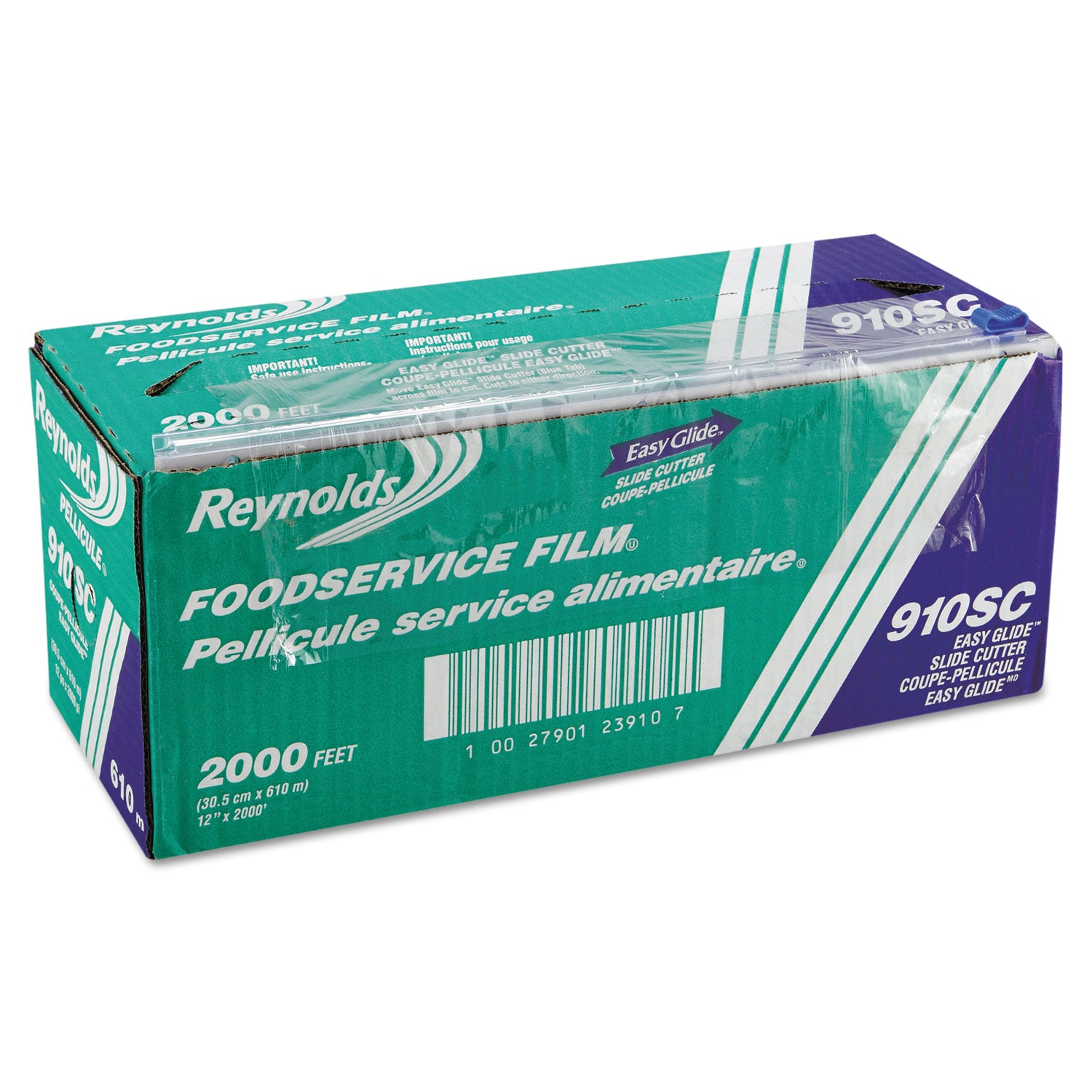 PVC Food Wrap Film Roll in Easy Glide Cutter Box, 12" x 2,000 ft