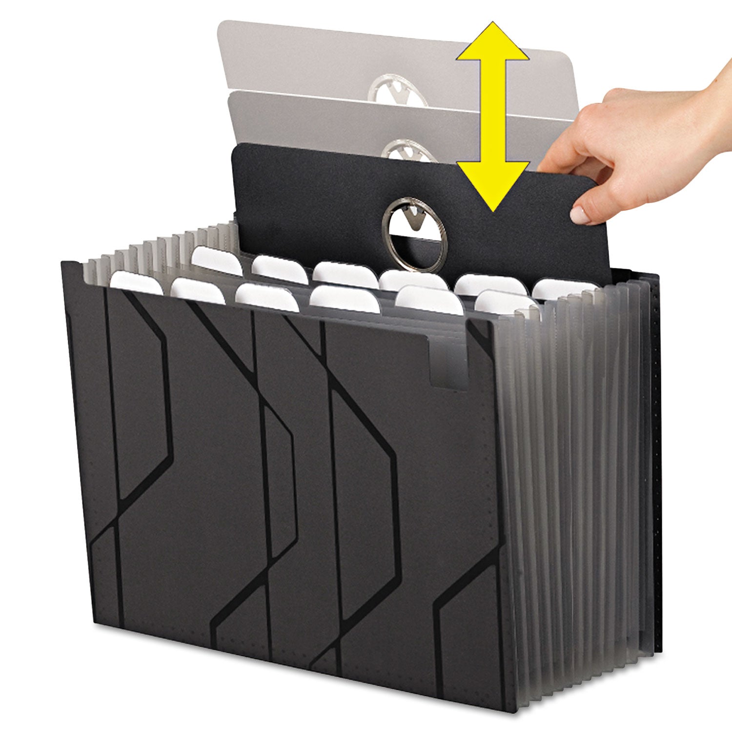 13 Pocket(s) - Poly - Black - Elastic Closure, Flap, Durable - 1 Each