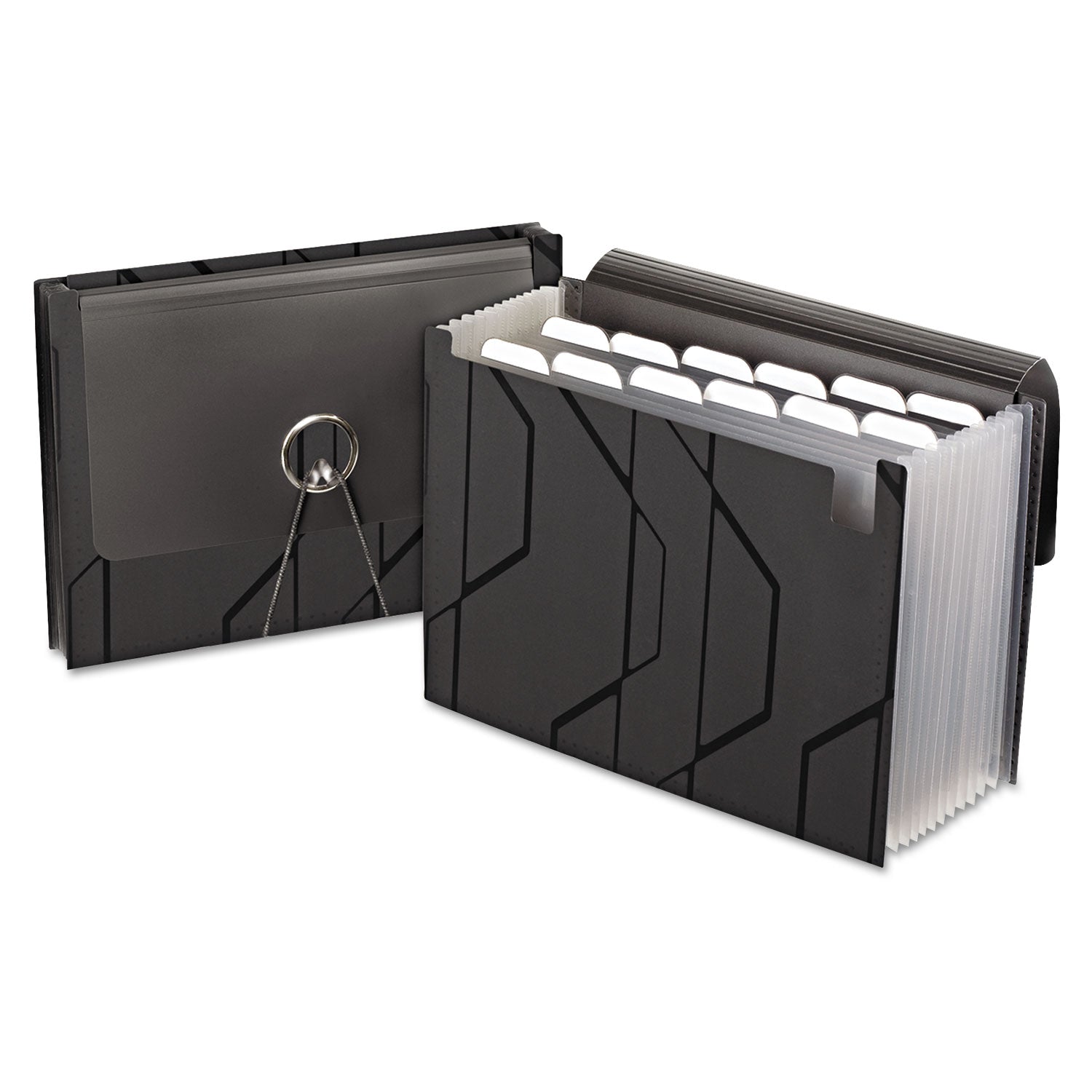 13 Pocket(s) - Poly - Black - Elastic Closure, Flap, Durable - 1 Each