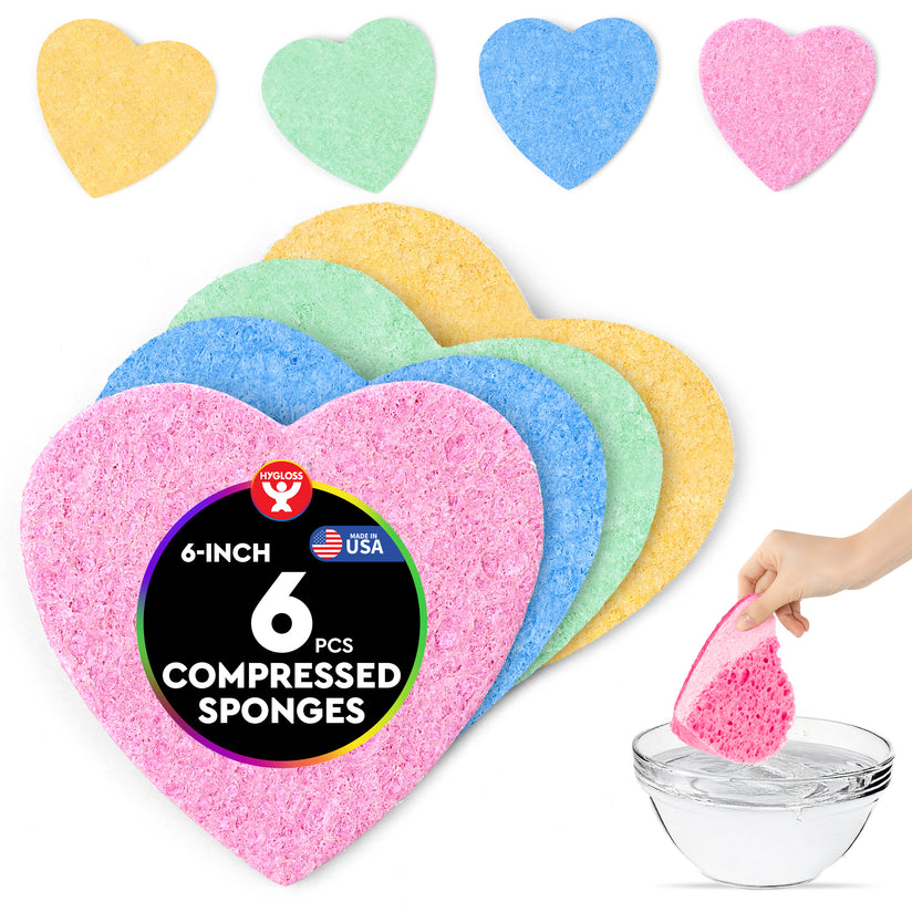 Compressed Sponge 2.5" Hearts - 12