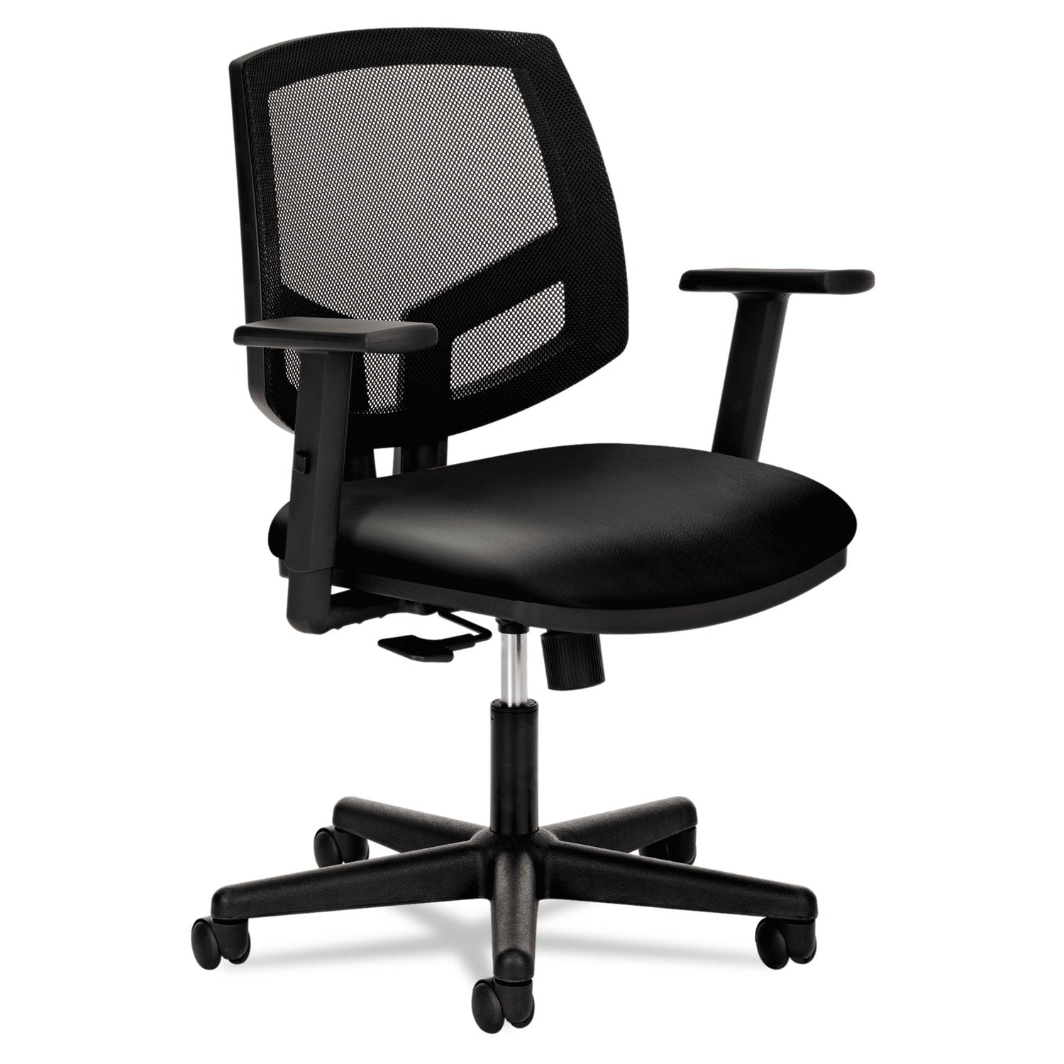 HON Volt Chair, Black Bonded Leather Seat, Black Mesh Back, Black Frame, 1 Each