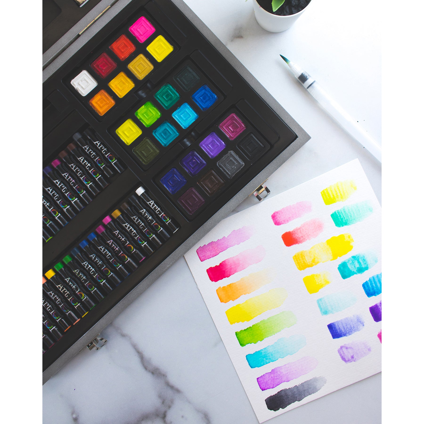 Watercolor, Draw & Sketch Wood Art Set, 88 Pieces