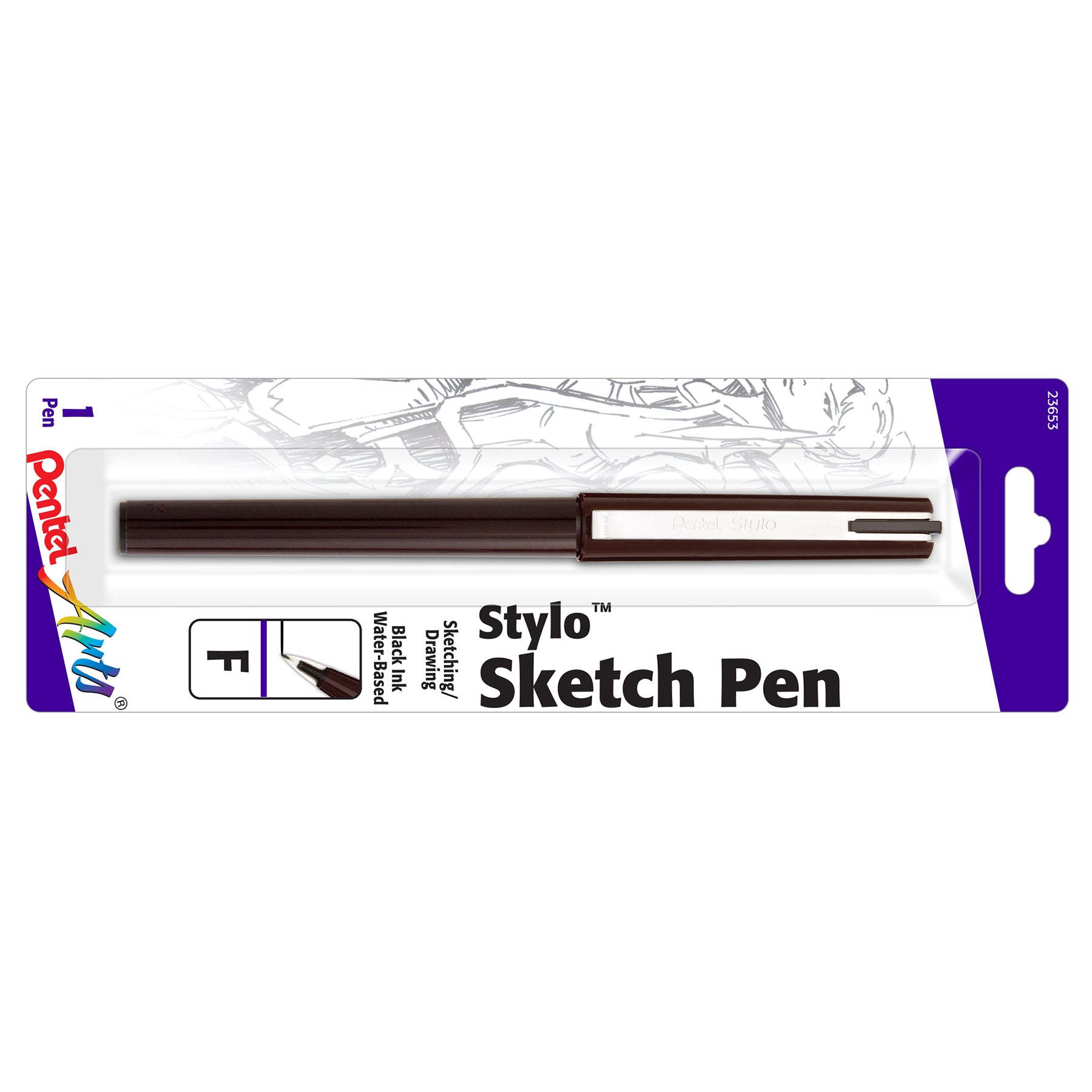 Stylo Sketch Pen, Fine Tip, Black Ink, 1-Pack