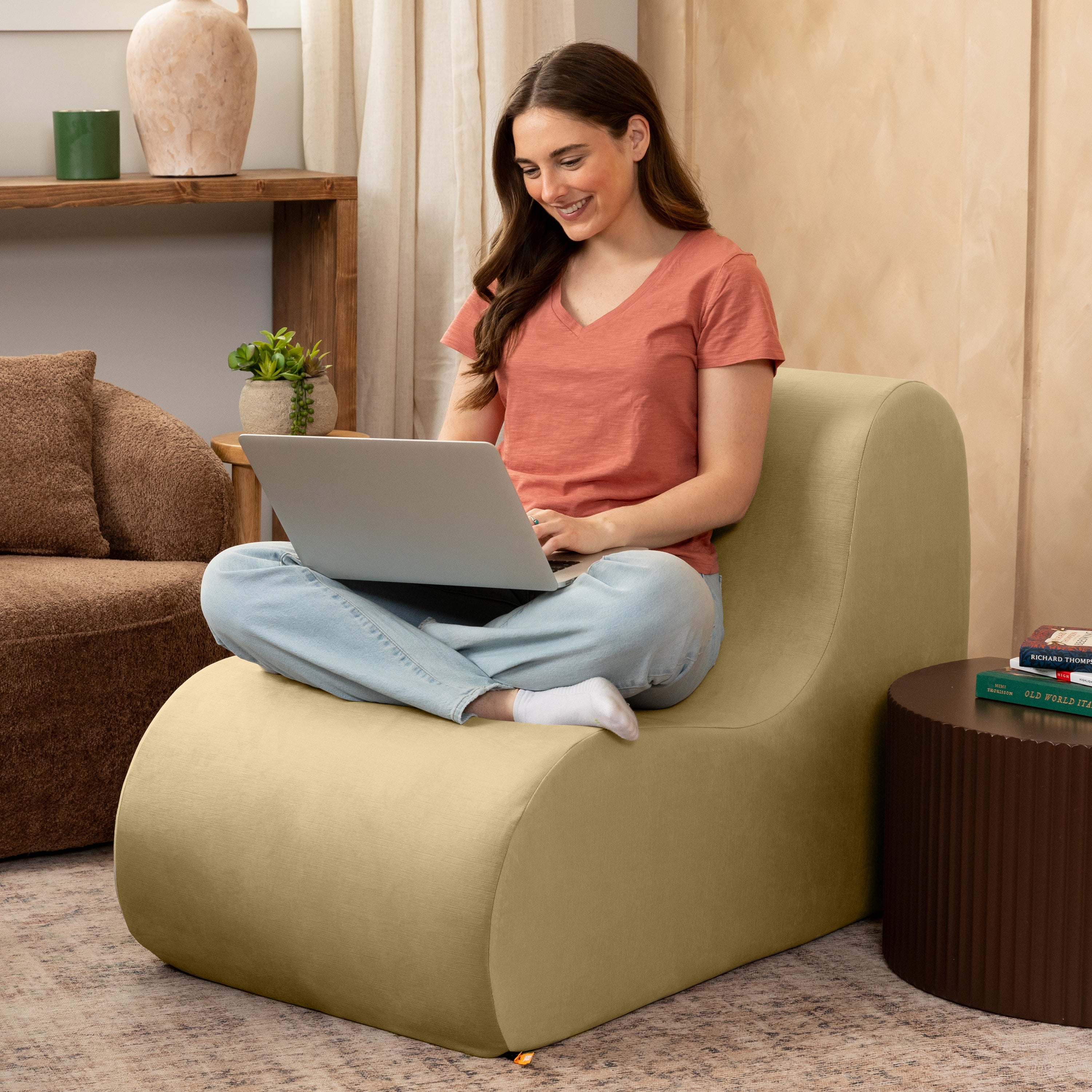Jaxx Uptown Large Modern Armless Accent Chair, Camel