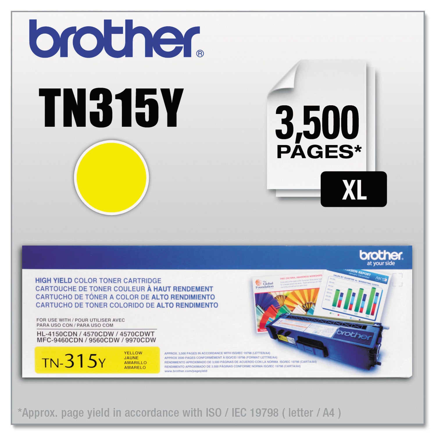 Brother TN315Y Original Laser Toner Cartridge - Yellow - 1 Each