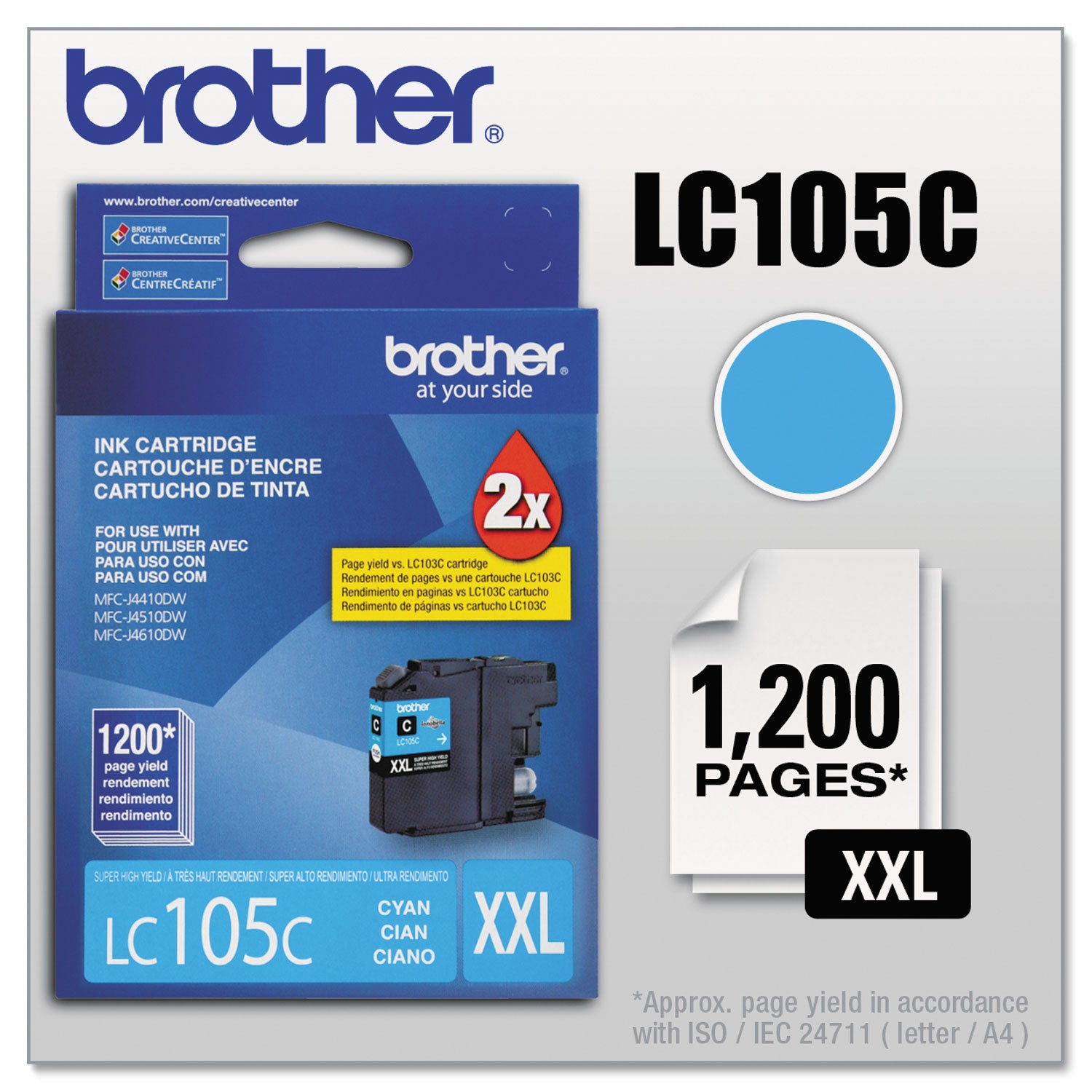 Brother Innobella LC105C Original High Yield Inkjet Ink Cartridge - Cyan - 1 Each