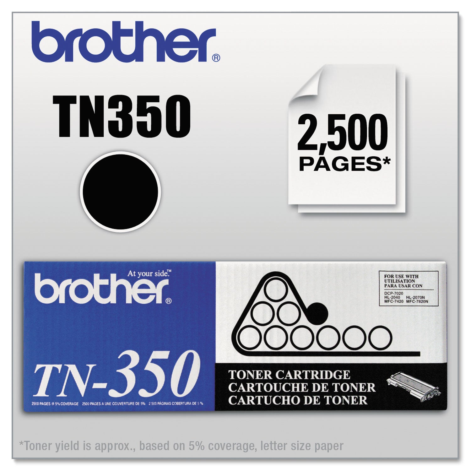 Brother TN350 Original Laser Toner Cartridge - Black - 1 Each