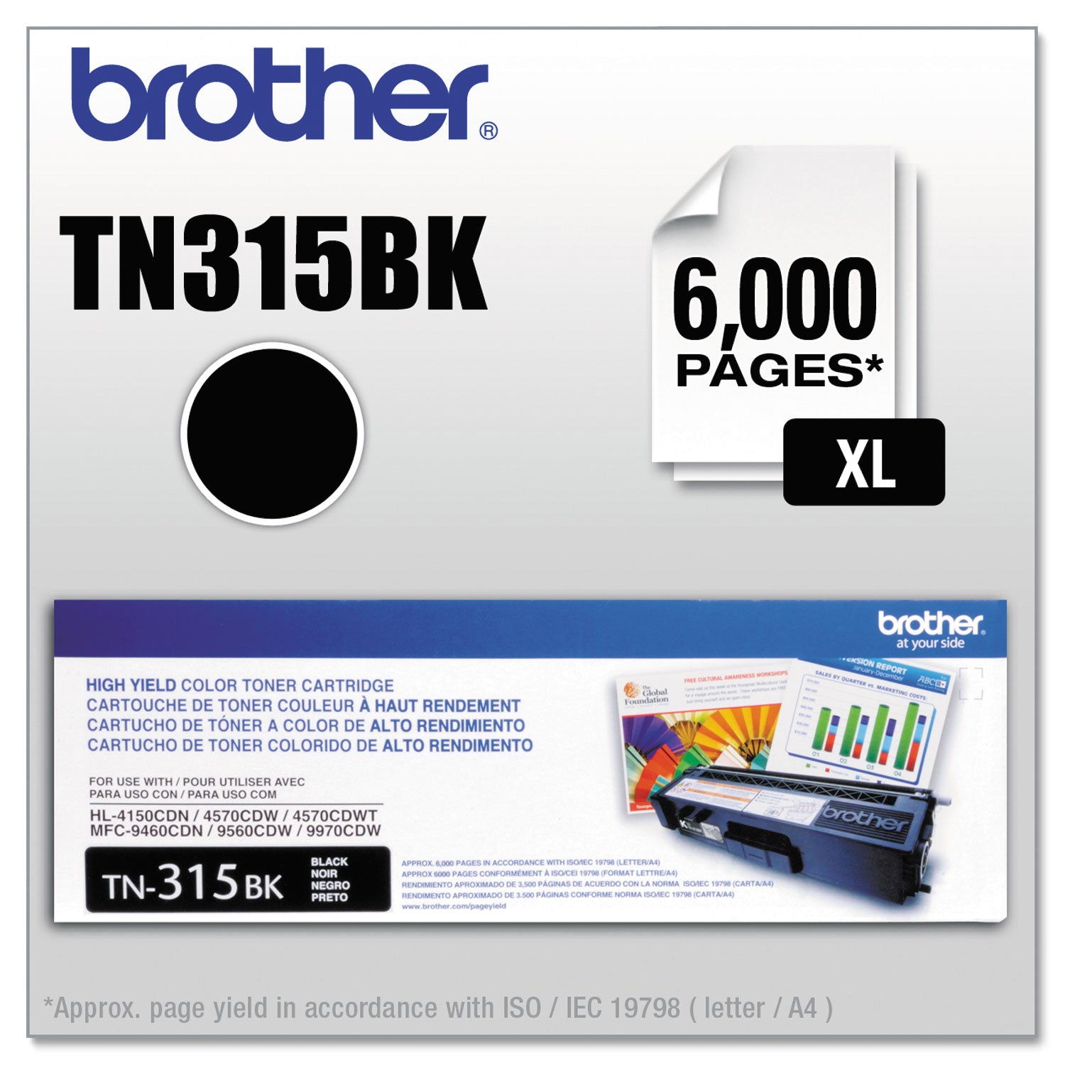 Brother TN315BK Original Laser Toner Cartridge - Black - 1 Each