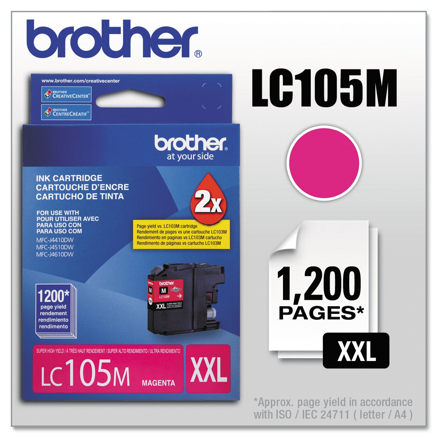 Brother Innobella LC105M Original High Yield Inkjet Ink Cartridge - Magenta - 1 Each
