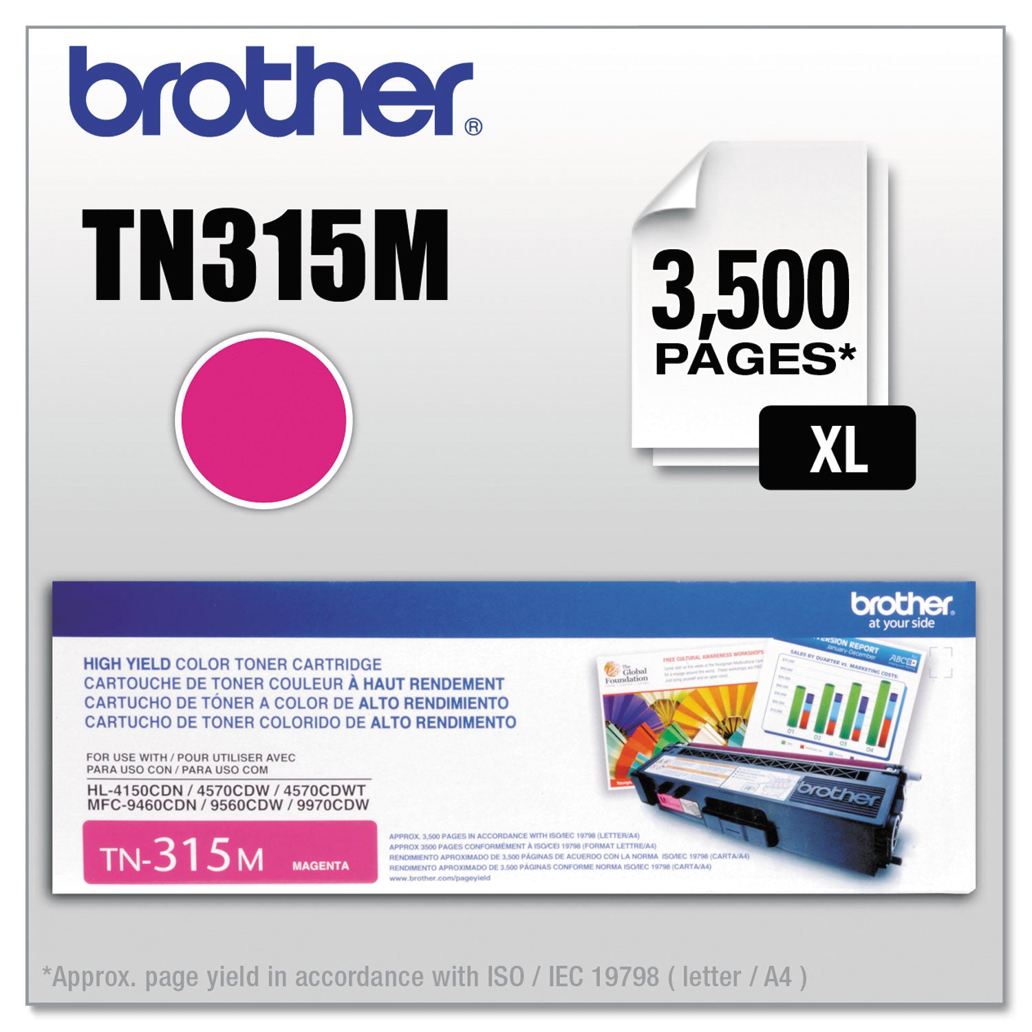 Brother TN315M Original Laser Toner Cartridge - Magenta - 1 Each