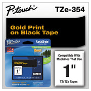 Tze Standard Adhesive Laminated Labeling Tape, 0.94" X 26.2 Ft, Gold On Black