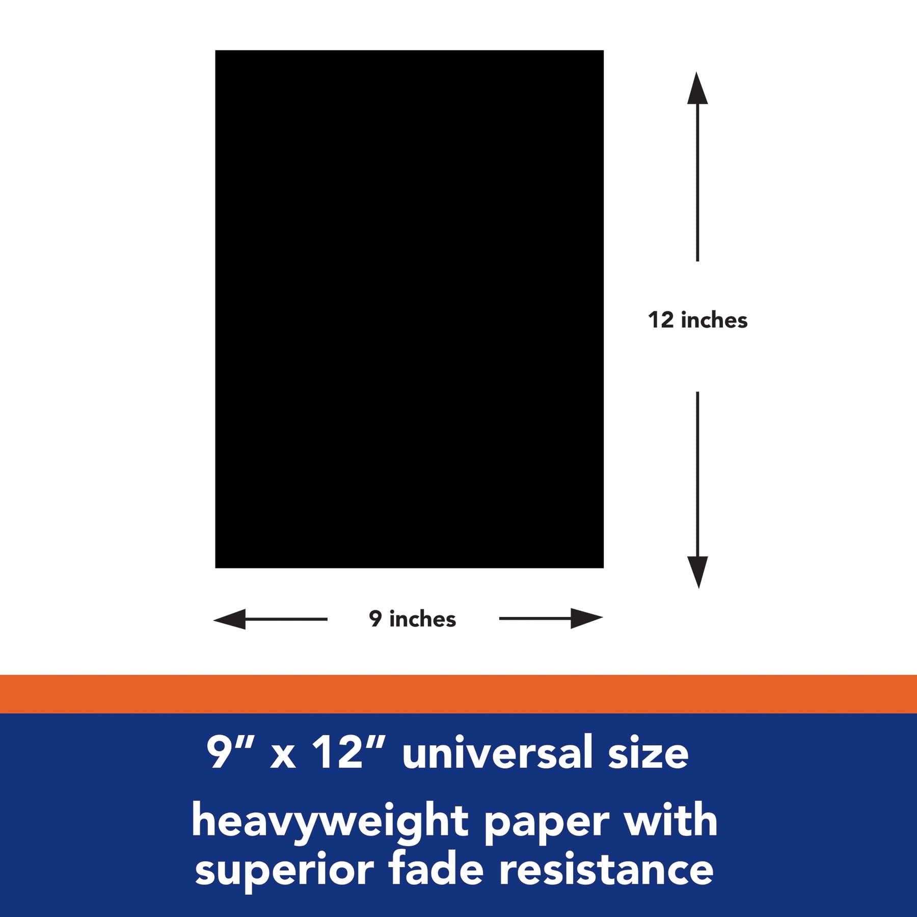 Construction Paper, Heavyweight, Black, 9" x 12", 50 Sheets