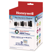 Honeywell HEPA Air Purifier R Filter, 3 Pack, White, 10.3" x 6.7" x 1.6"