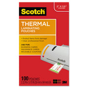 Scotch Thermal Laminating Pouches, 2.30" x 3.70", 5 mil, Glossy, Double Sided, Moisture Resistant, Photo-safe, Clear, 100 Pack