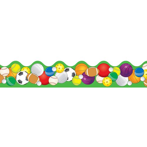 Carson-Dellosa 36  X 2.25  Scalloped Sports Balls Borders 13 Strips (1233)