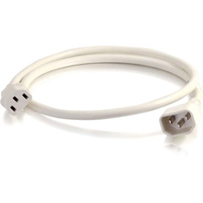 C2G Power Cord, Short Extension Cord, Power Extension Cord, 14 AWG, White, 6 Feet (1.82 Meters), Cables to Go 17557