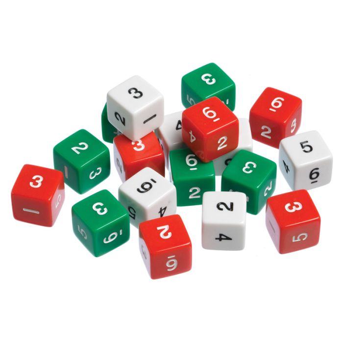 Number Dice 1-6 Plastic Set of 12