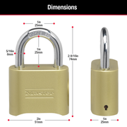 2in (51mm) Wide Resettable Combination Brass Padlock