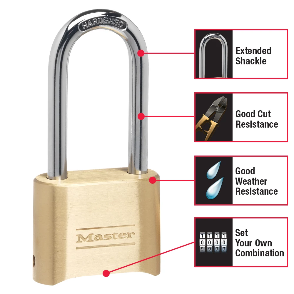 2in (51mm) Wide Resettable Combination Brass Padlock with 2-1/4in (57mm) Shackle