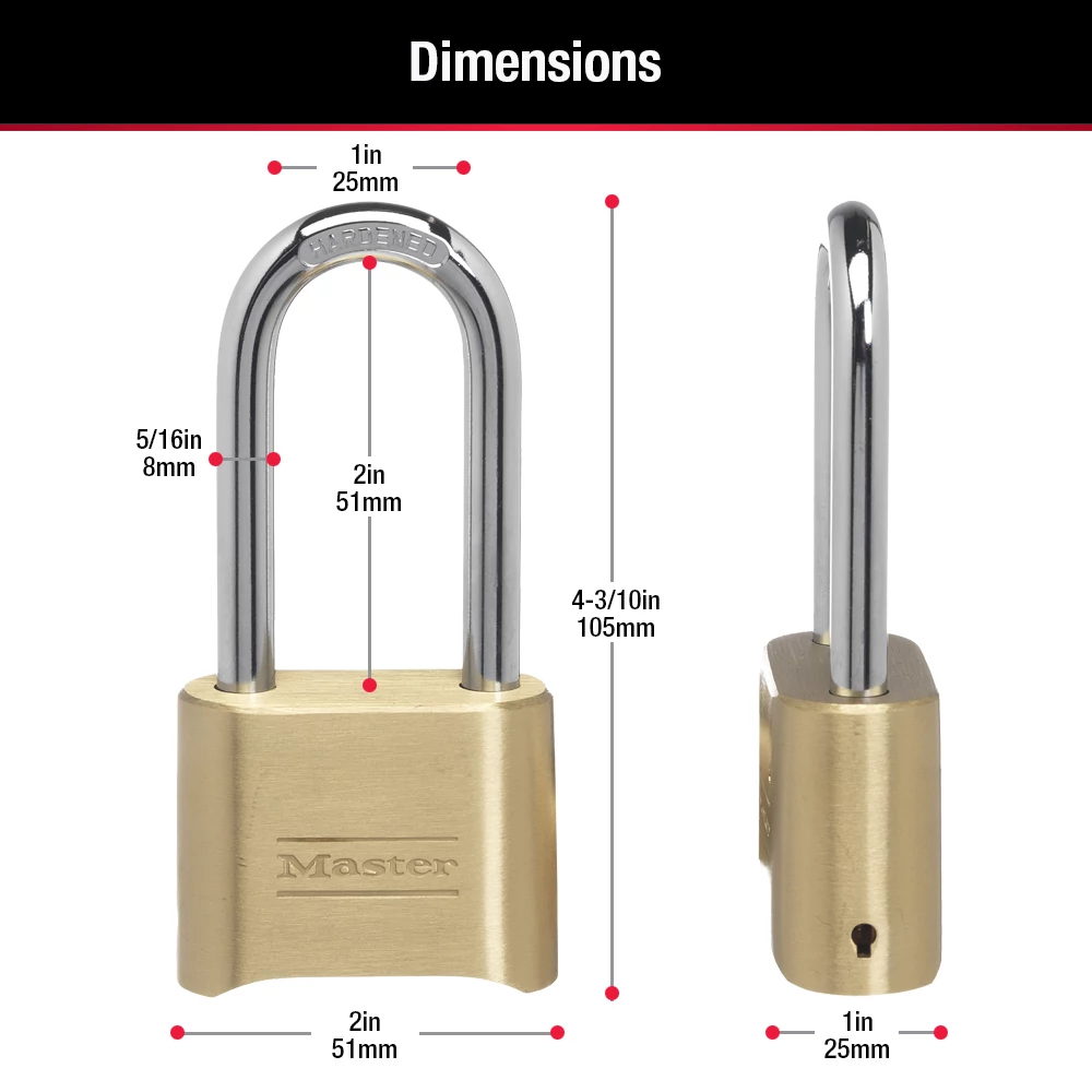 2in (51mm) Wide Resettable Combination Brass Padlock with 2-1/4in (57mm) Shackle