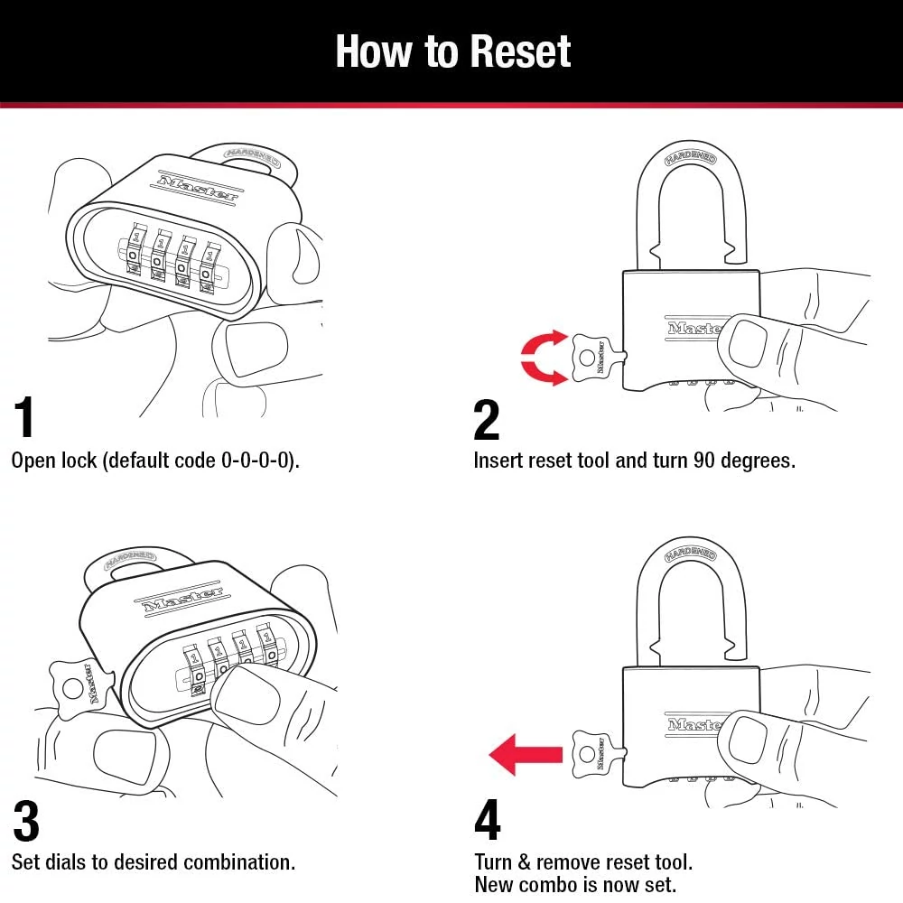 2 in (51mm) Wide Resettable Combination Brass Padlock with 2-1/4in (57mm) Shackle