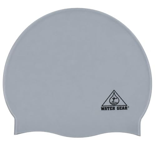 Water Gear Silicone Adult Swim Cap - Flexible Unisex Waterproof - Great for Short and Long Hair - Improve Your Performance - Women Men and Teens -Tria