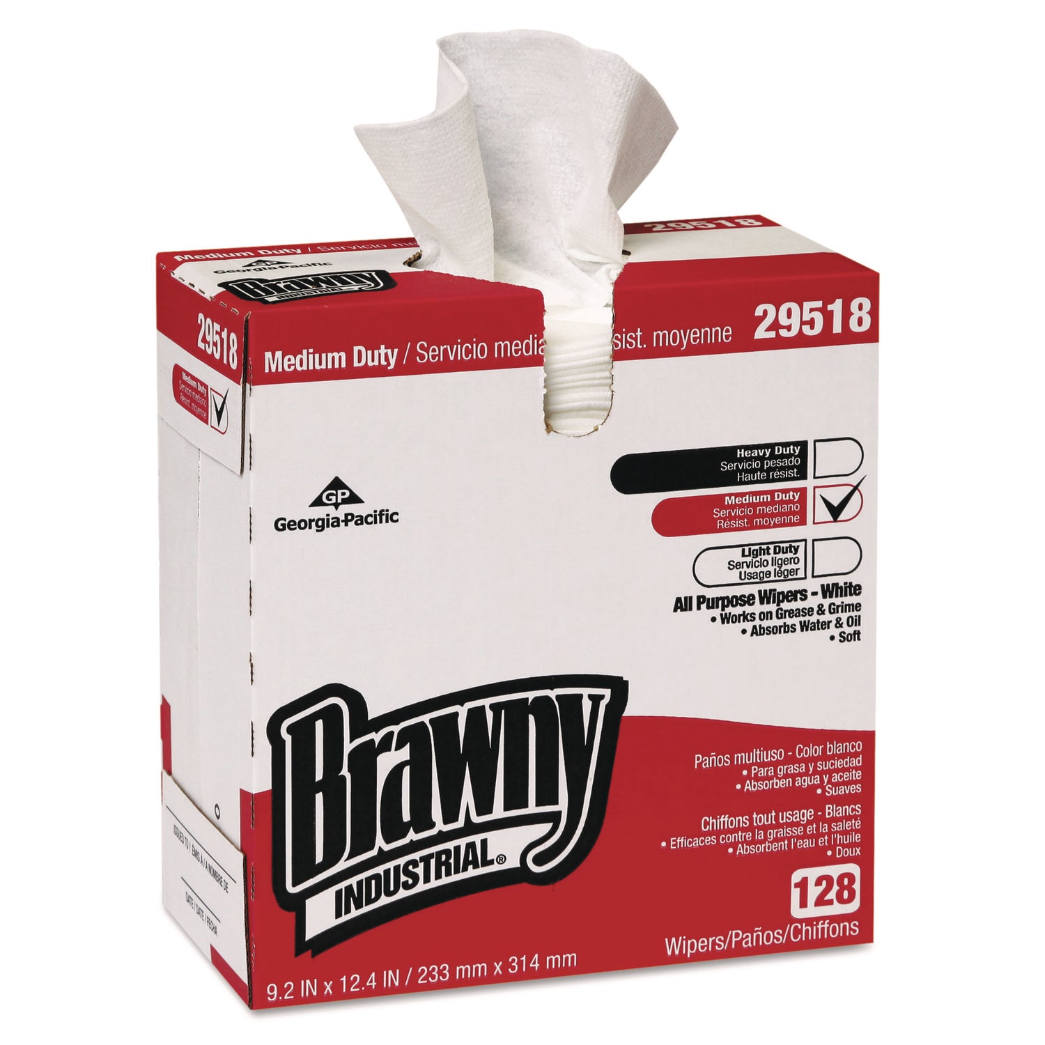 Airlaid Medium Duty Wipers, Cloth, 1-Ply, 9.2 x 12.4, Unscented, White, 128/Box, 10 Boxes/Carton
