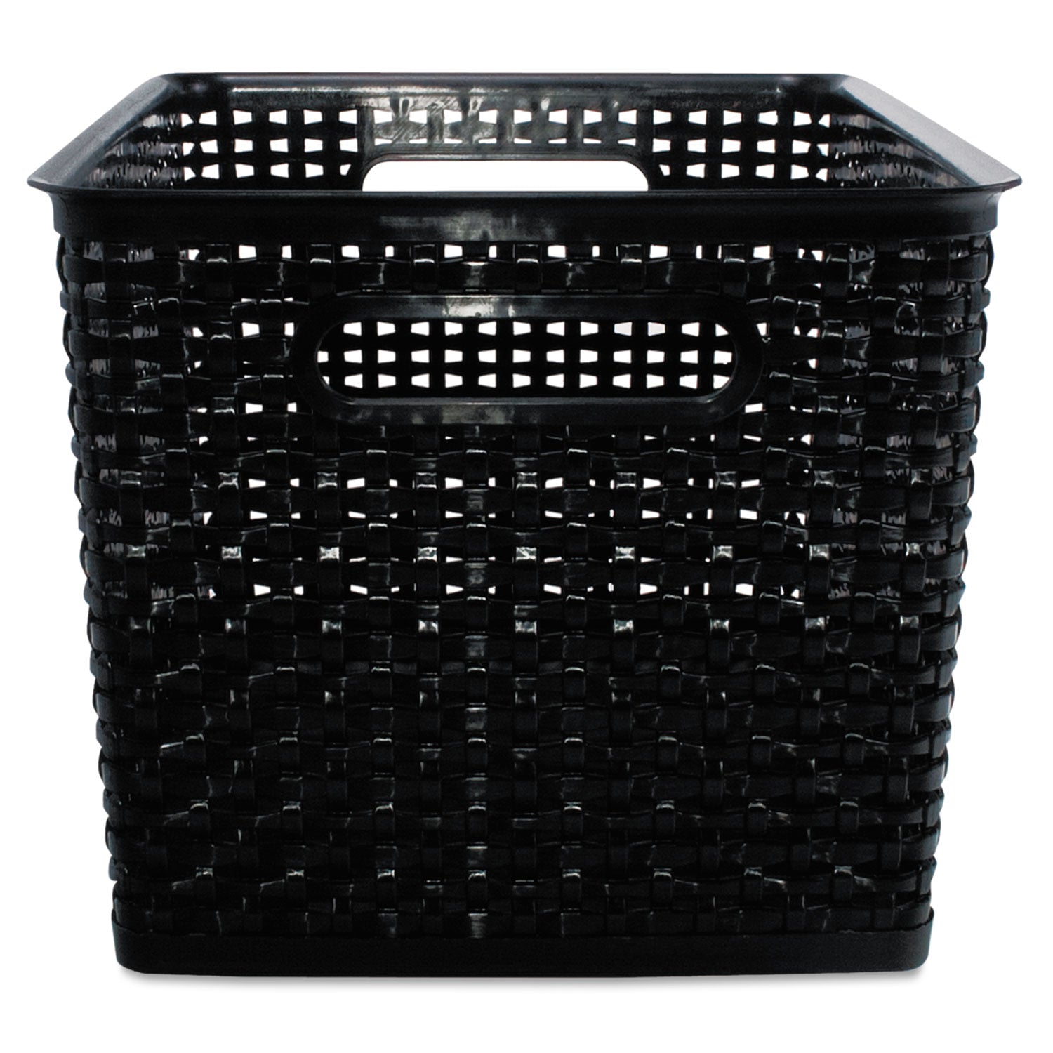 Black Plastic Weave Bins, Large, Pack of 2