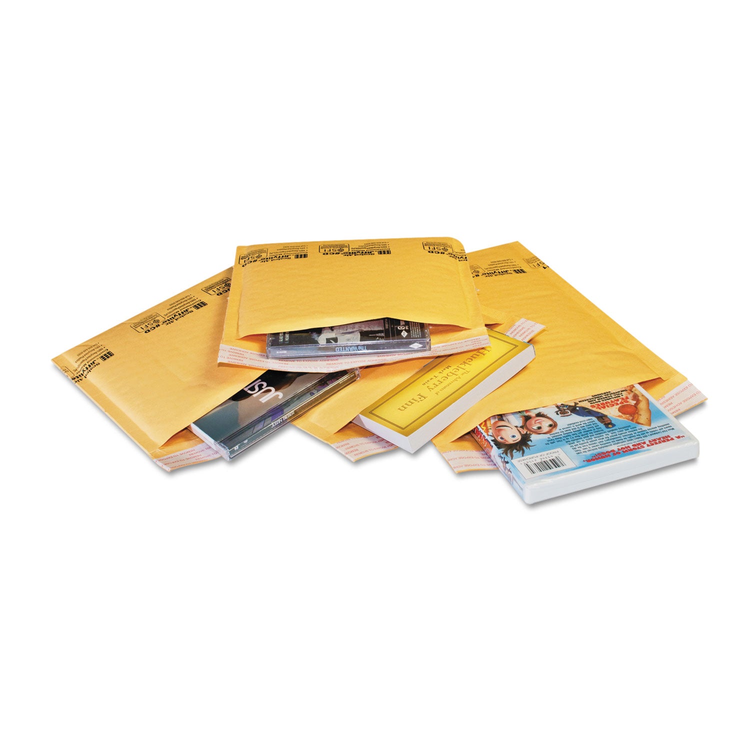 Sealed Air Jiffylite Bulk-packed Cushioned Mailers, Padded, #000, 4" x 8", Self-sealing, Gold Satin Kraft, 250/Carton