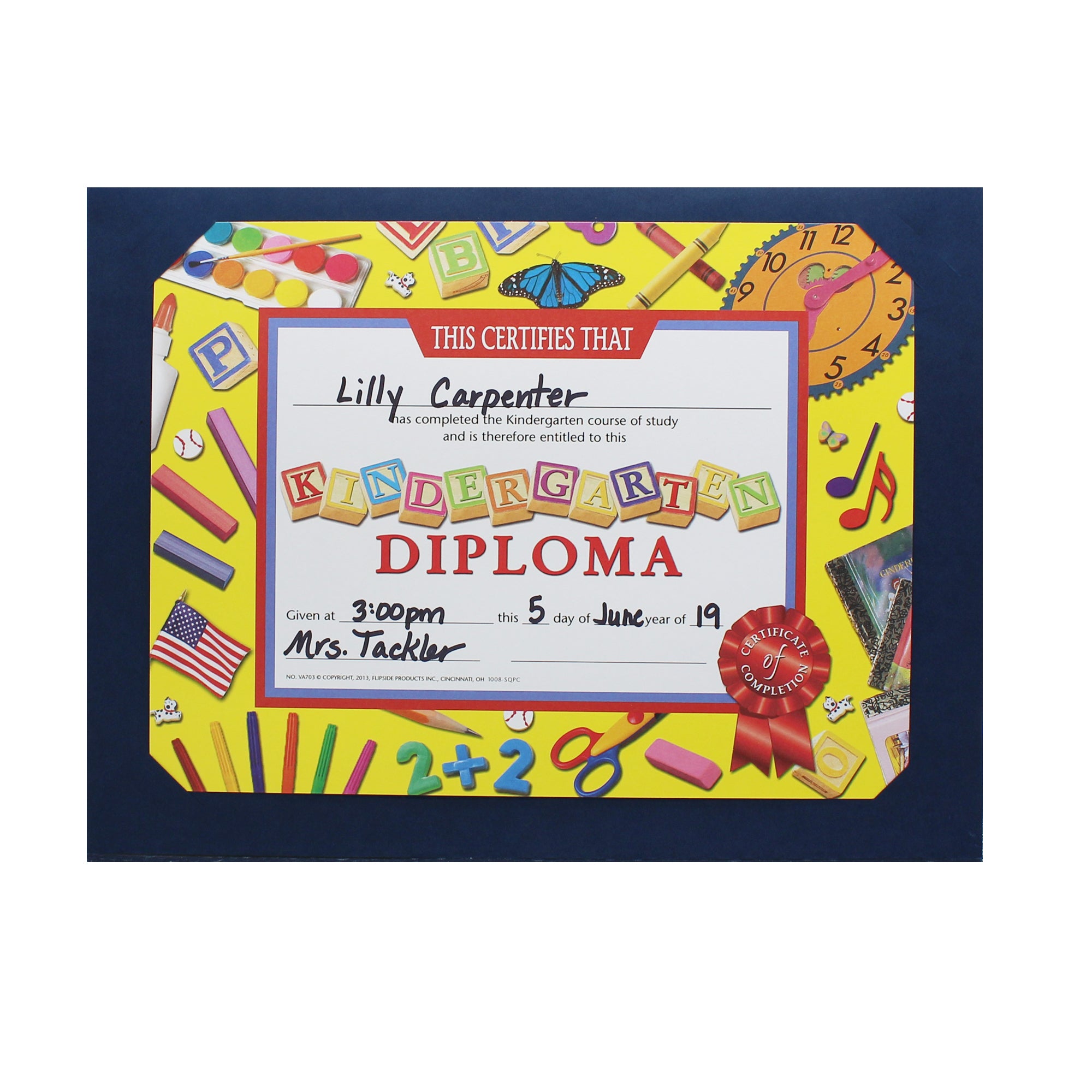 Embossed Certificate Folder, Blue, Pack of 30