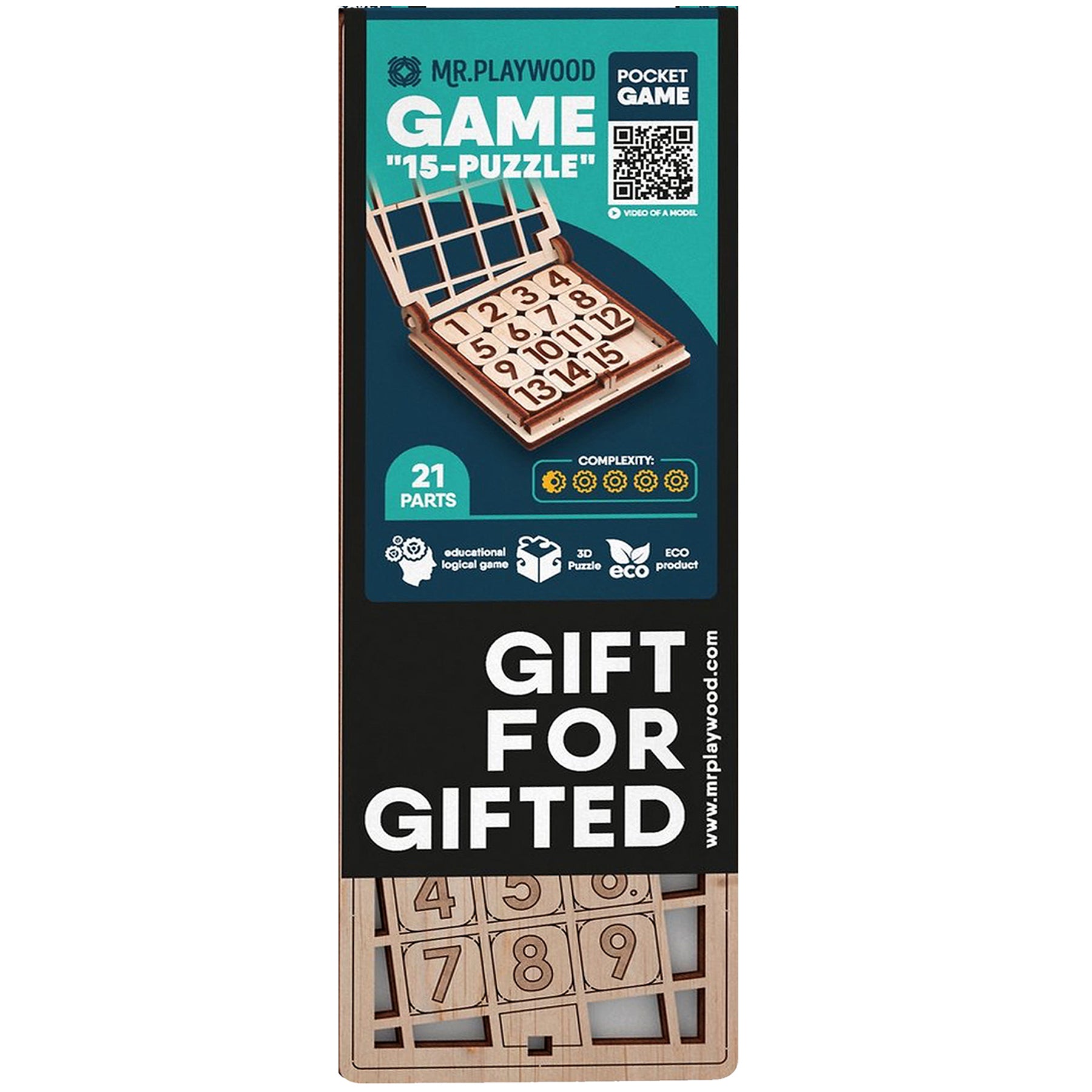 Fifteen Game 15 Wooden STEM Puzzles, Pack of 5