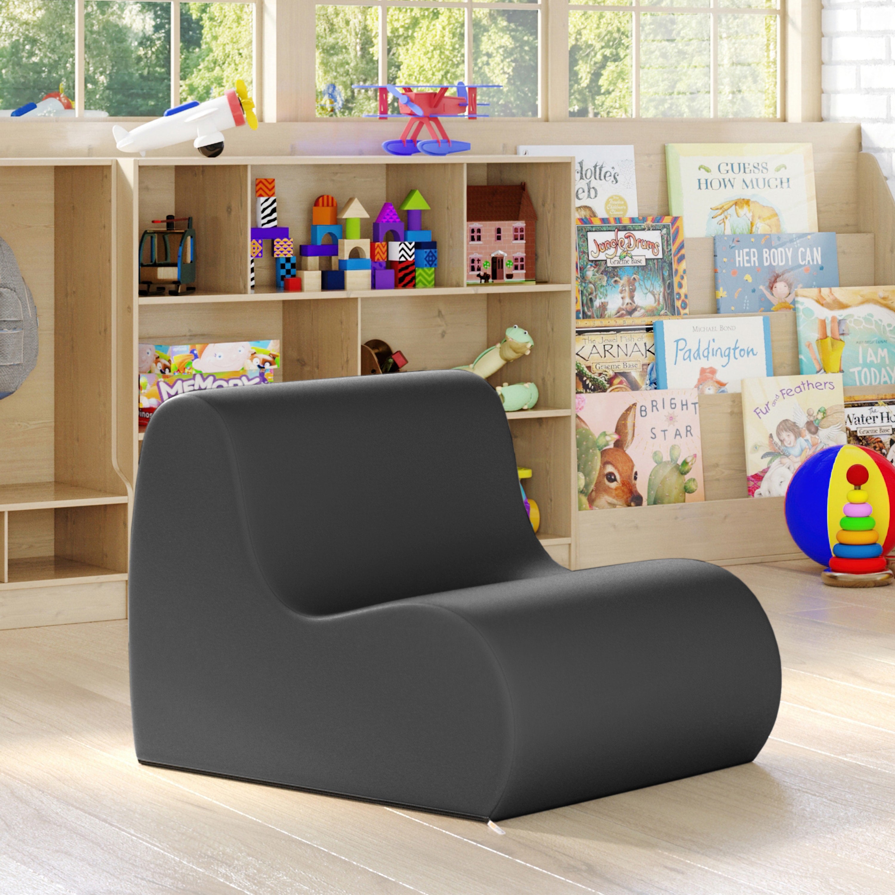Jaxx Midtown Small Classroom Soft Foam Chair - Premium Vinyl Cover, Black