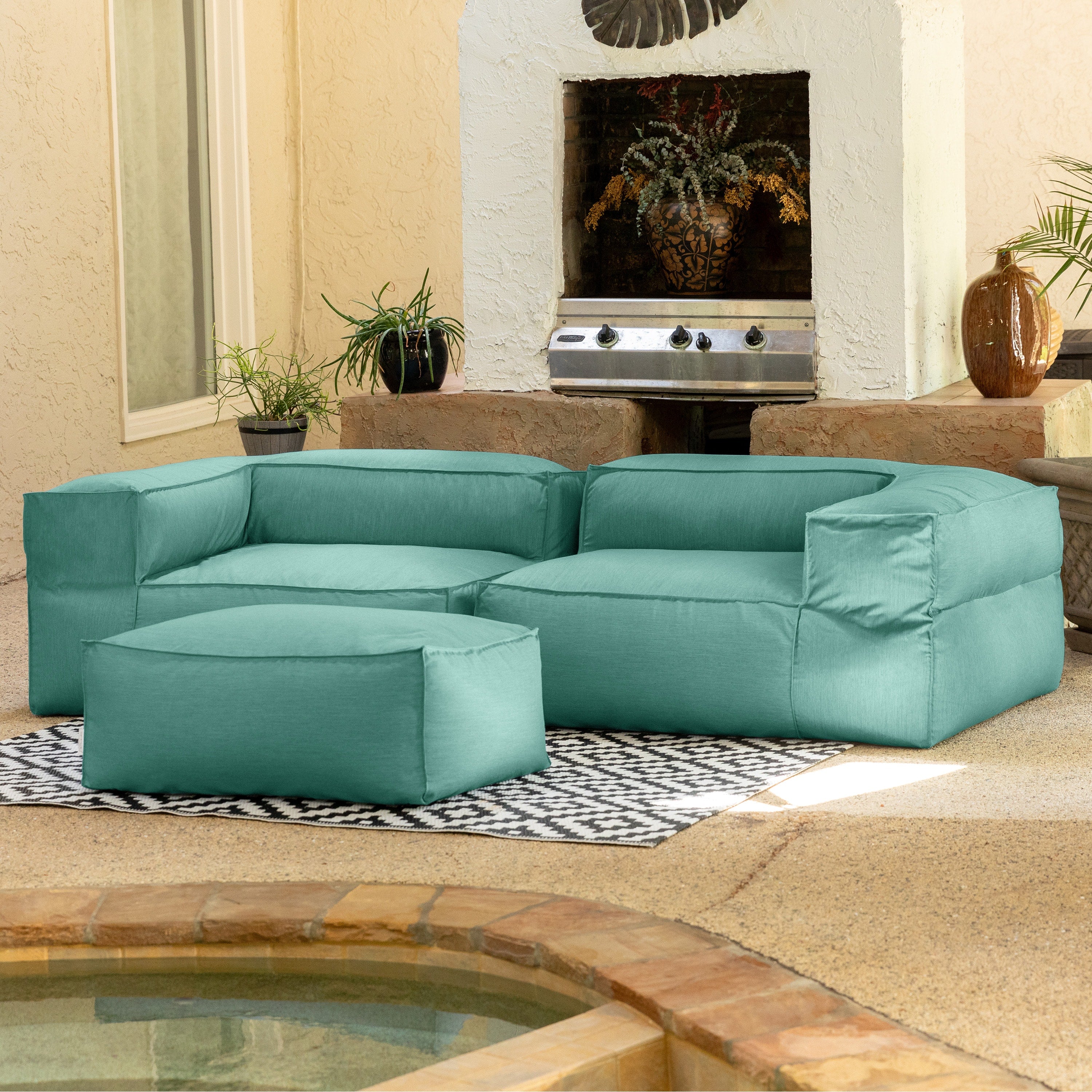Baya Outdoor Ottoman - Sunbrella, Breeze