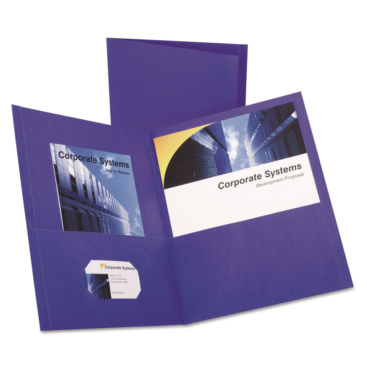 Oxford Letter Recycled Pocket Folder - 8 1/2" x 11" - 100 Sheets Capacity - 2 Inside Front & Back Pocket(s) - Leatherette - Purple - Turned Edge - 10% Recycled - 25 / Box