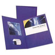 Oxford Letter Recycled Pocket Folder - 8 1/2" x 11" - 100 Sheets Capacity - 2 Inside Front & Back Pocket(s) - Leatherette - Purple - Turned Edge - 10% Recycled - 25 / Box