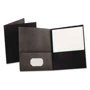 Oxford Letter Recycled Pocket Folder - 8 1/2" x 11" - 100 Sheets Capacity - 2 Internal Pocket(s) - Leatherette - Black - Turned Edge - 10% Recycled - 25 / Box