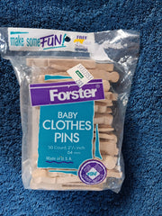Vtg Forster Wooden BABY Doll Pins 50 Wood Clothes Pins USA SEALED MIP CRAFT 2.5